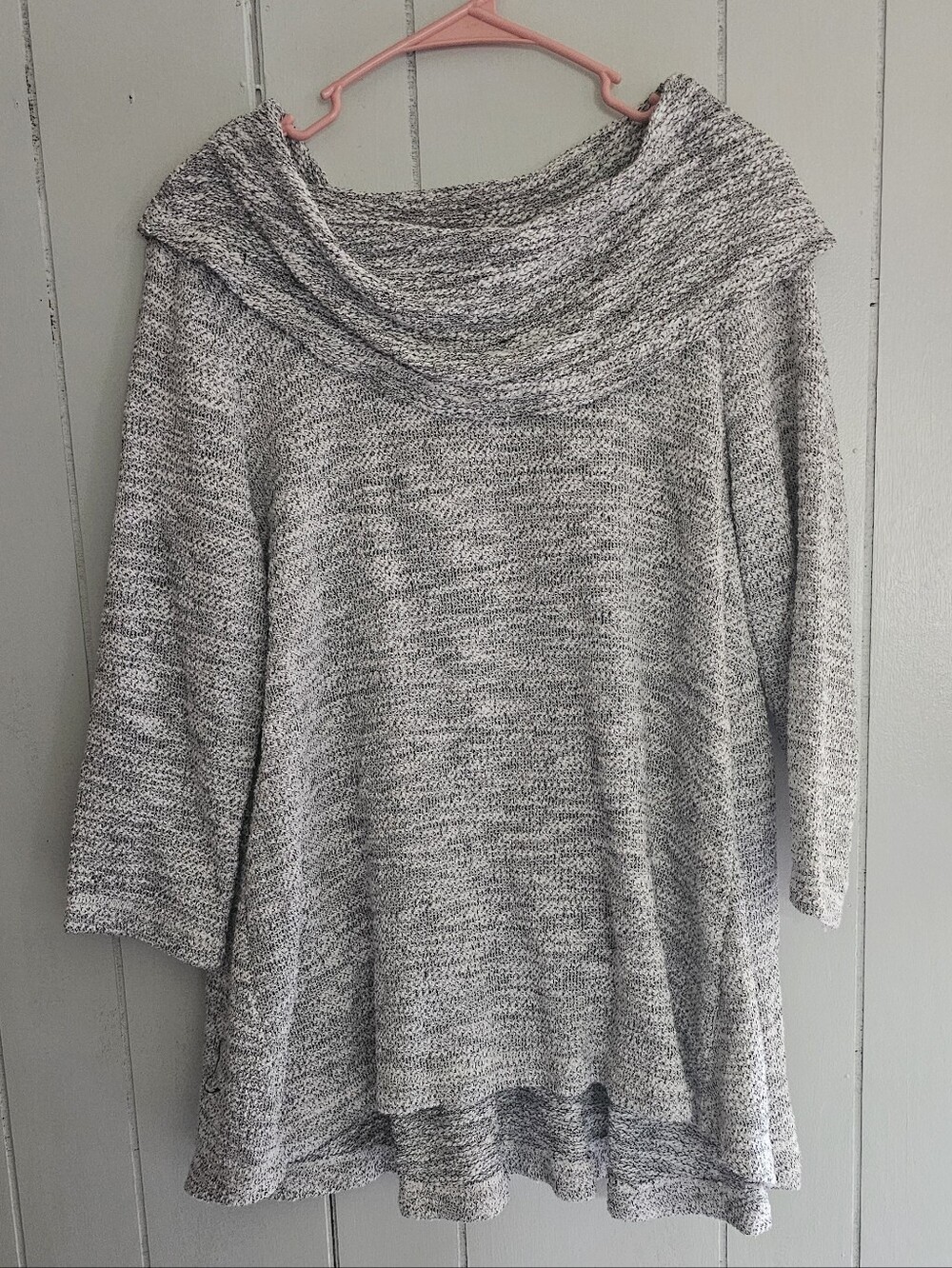 Fever Marled Gray Off-Shoulder Tunic
